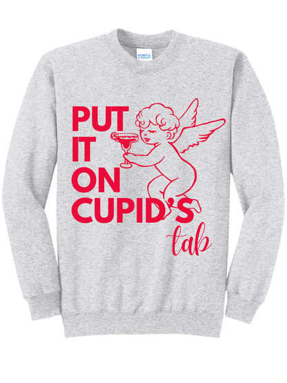 Put It On Cupid's Tab Graphic Fleece Crewneck Sweatshirt