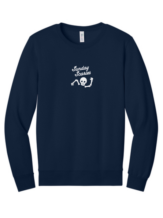 Sunday Scaries Skeleton Embroidered Fall Crewneck Sweatshirt