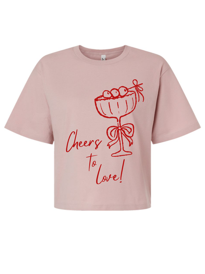 Cheers To Love Graphic Women's Jersey Midi Boxy Tee