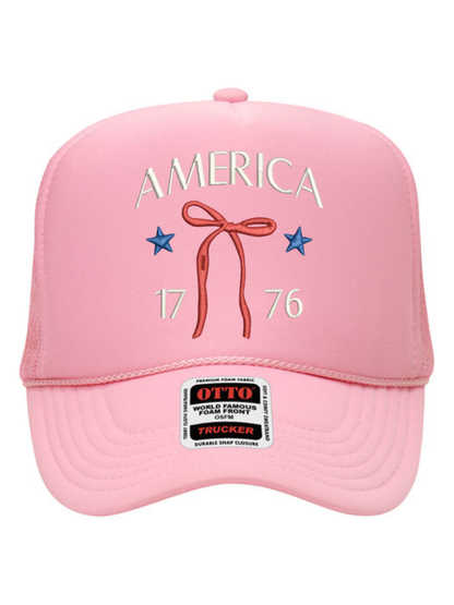 America 1776 Bow Embroidered 5 Panel Otto Foam Mesh Back Trucker Otto Hat