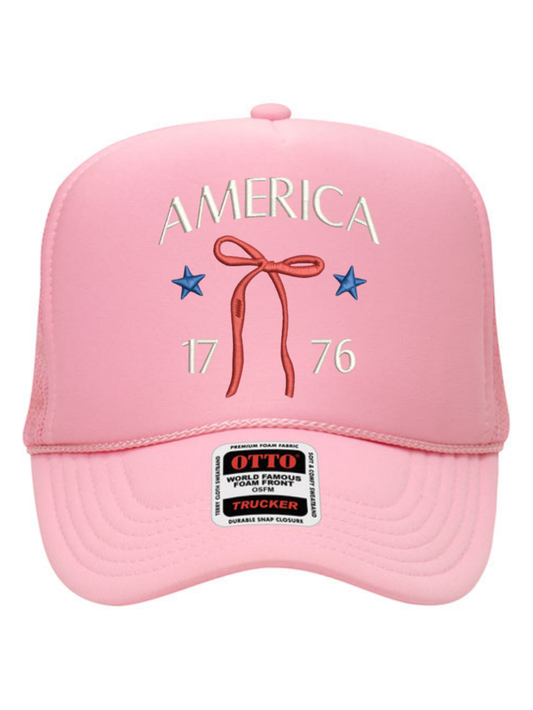 America 1776 Bow Embroidered 5 Panel Otto Foam Mesh Back Trucker Otto Hat
