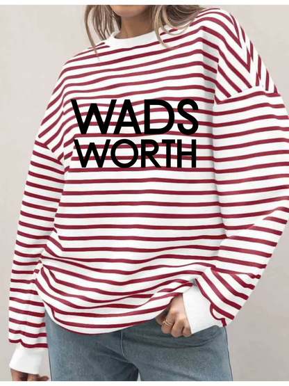 Wadsworth Printed Ladies Pullover Striped Sweatshirt