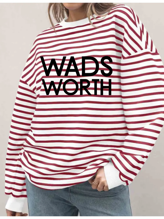 Wadsworth Printed Ladies Pullover Striped Sweatshirt