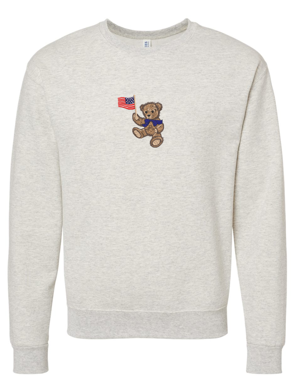 Patriotic Teddy Bear Embroidered American Flag Crewneck Sweatshirt