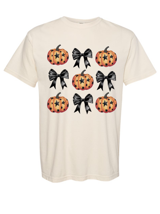 Pumpkin Black Bow Comfort Colors Graphic T-Shirt