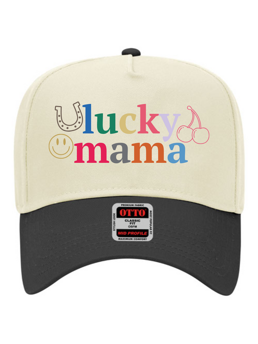 Lucky Mama Embroidered OTTO CAP 5 Panel Mid Profile Baseball Cap