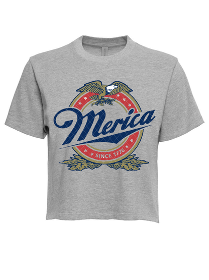 'Merica Logo Printed Women's Heavyweight Boxy Graphic T-Shirt