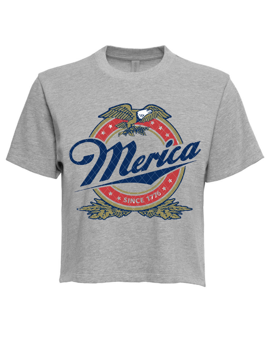 'Merica Logo Printed Women's Heavyweight Boxy Graphic T-Shirt