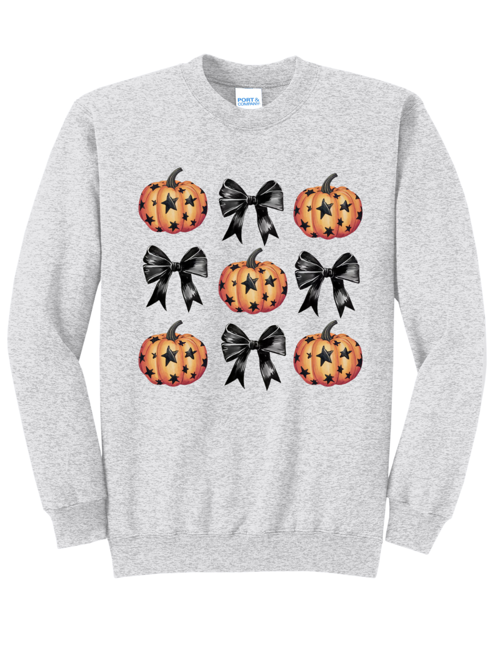 Pumpkin Black Bow Crewneck Graphic Sweatshirt