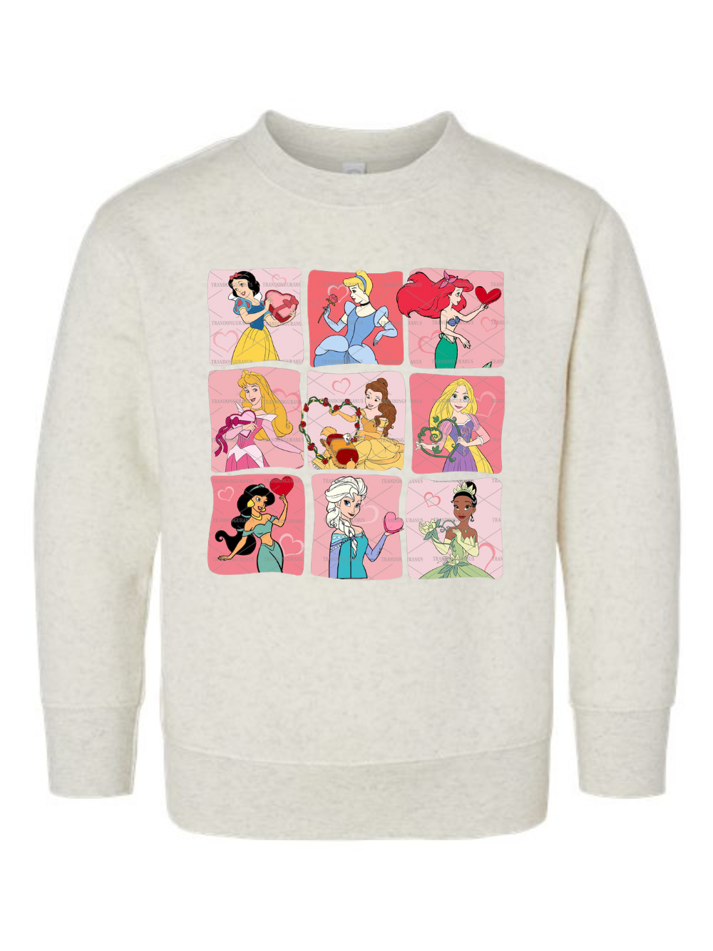 Valentine's Day Disney Princesses Graphic Toddler & Kids Crewneck Sweatshirt