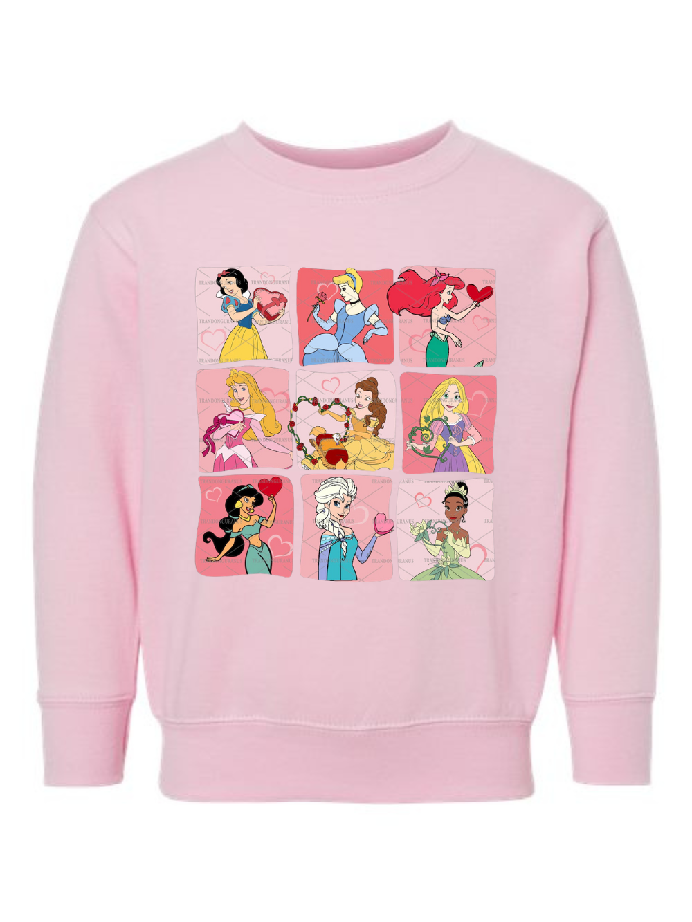 Valentine's Day Disney Princesses Graphic Toddler & Kids Crewneck Sweatshirt