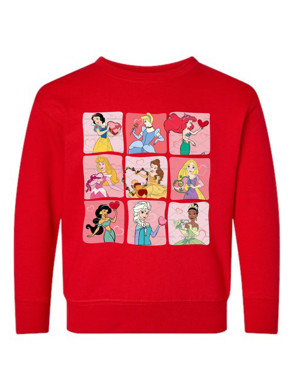 Valentine's Day Disney Princesses Graphic Toddler & Kids Crewneck Sweatshirt