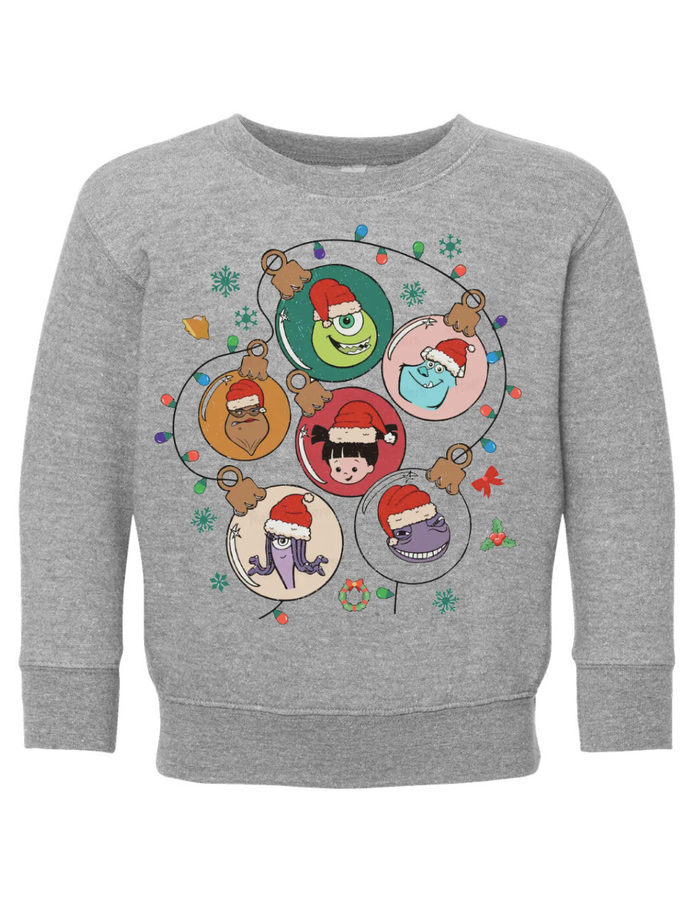 Monsters Inc Christmas Ornaments Graphic Toddler Or Kid Crewneck Sweatshirt