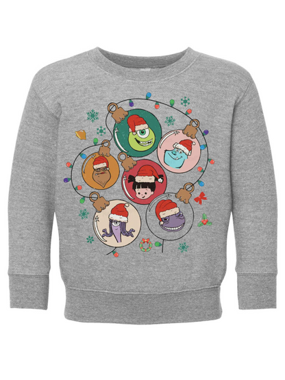 Monsters Inc Christmas Ornaments Graphic Toddler Or Kid Crewneck Sweatshirt