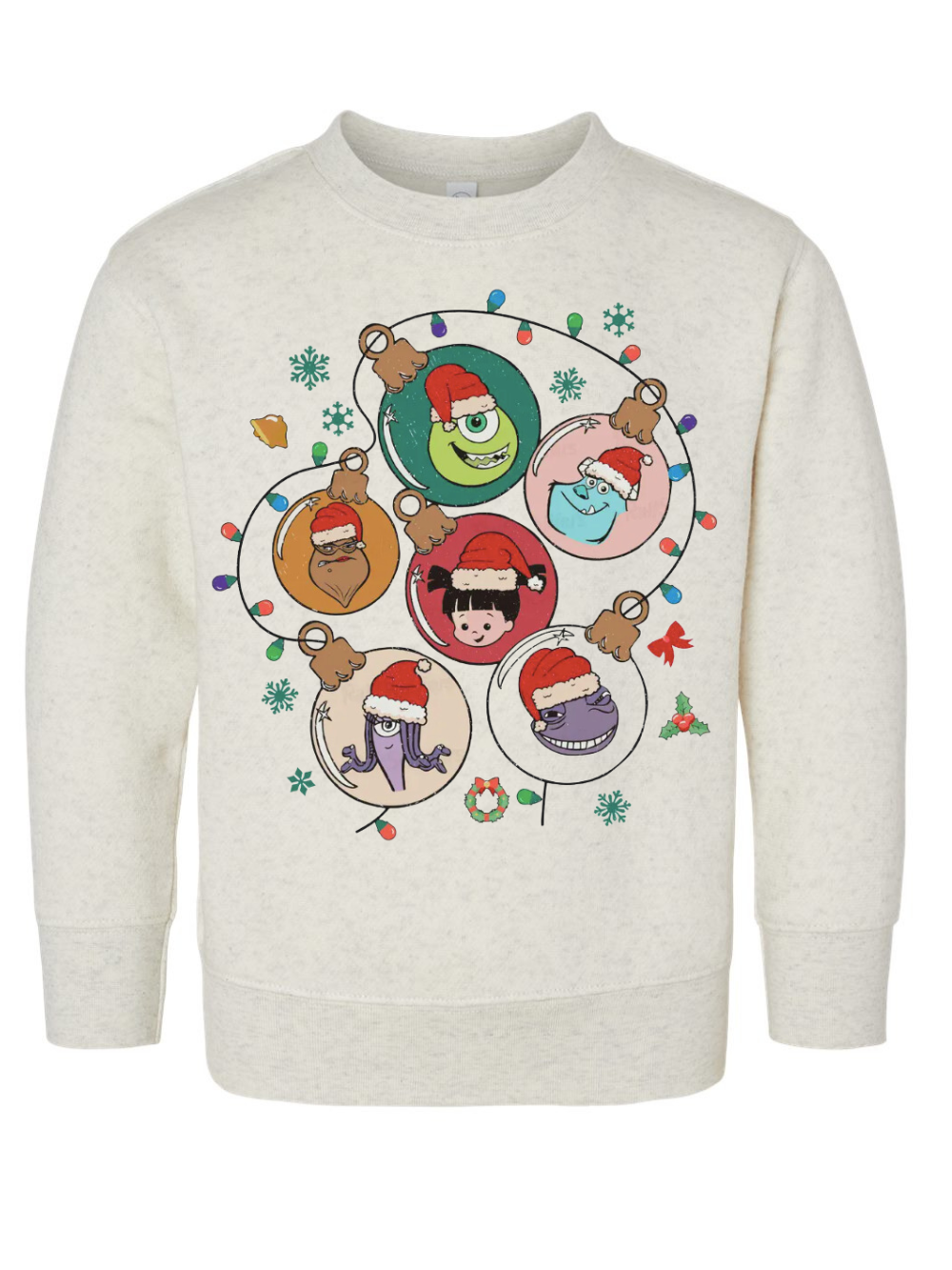 Monsters Inc Christmas Ornaments Graphic Toddler Or Kid Crewneck Sweatshirt