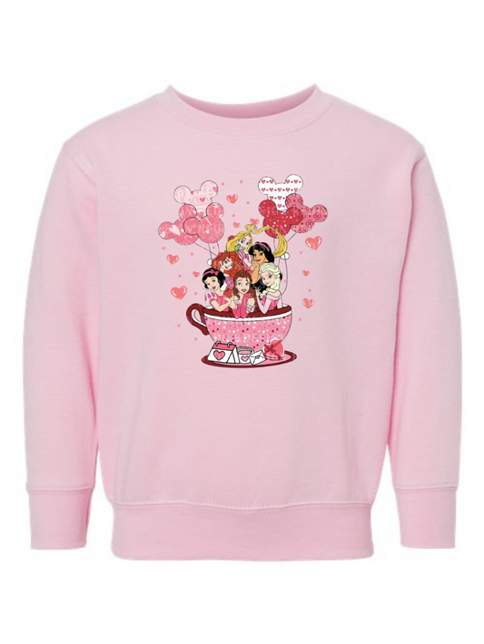 Disney Princesses Teacup Graphic Toddler & Kids Crewneck Sweatshirt