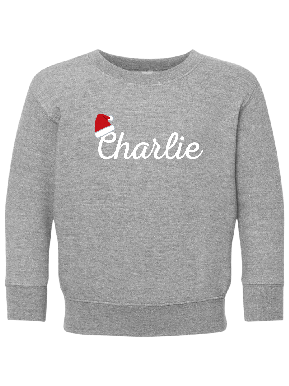 Santa Hat Custom Name Embroidered Toddler Or Kids Crewneck Sweatshirt