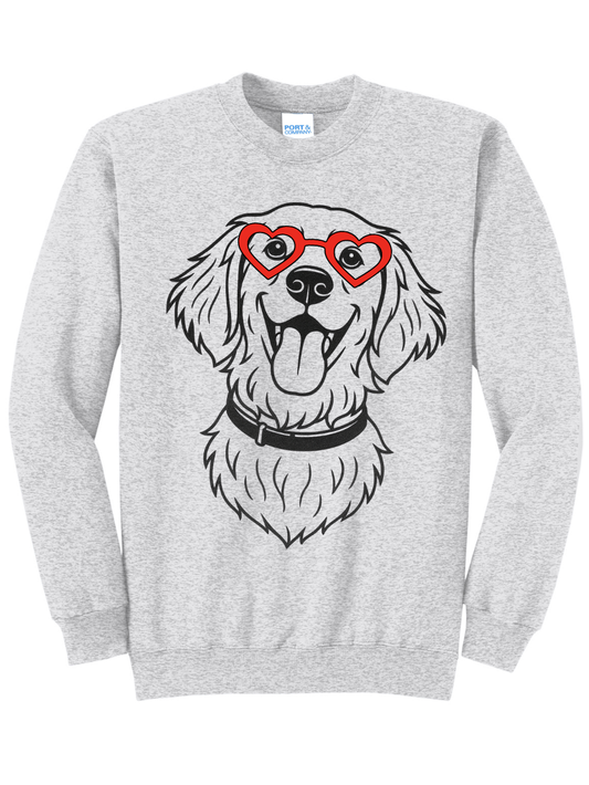 Custom Make It Your Own Dog Heart Glasses Printed Graphic Crewneck Sweatshirt