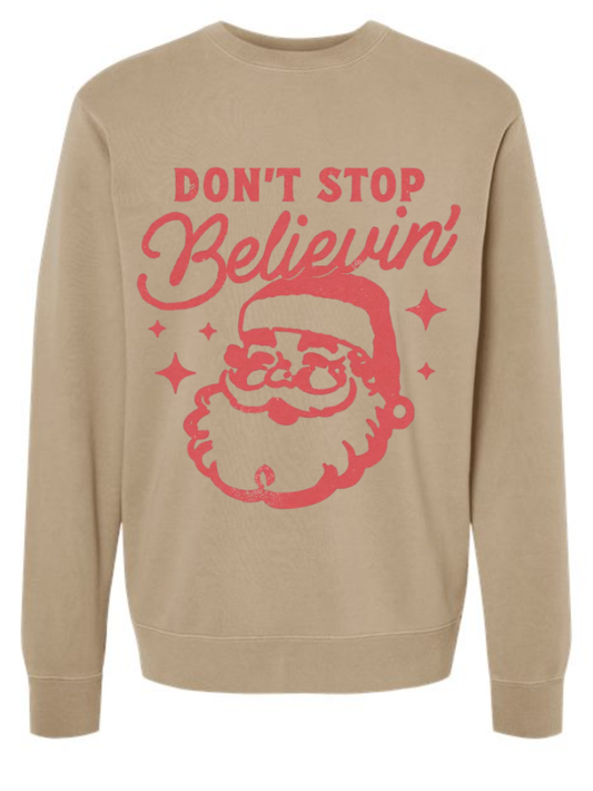 Don't Stop Believin' Printed Washed Graphic Tee or Crewneck