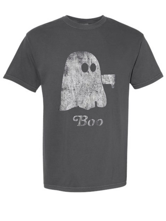 Boo Ghost Thumbs Down Distressed Halloween Graphic Comfort Colors T-Shirt