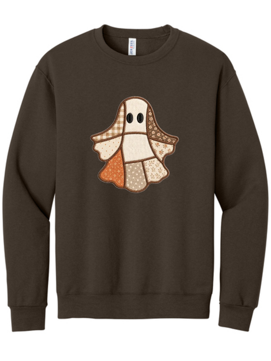 Patchwork Ghost Appliqué Embroidered Crewneck Sweatshirt