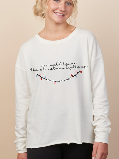 Christmas Lights Up Until January Embroidered Enza Ladies Drop Shoulder Beach Fleece