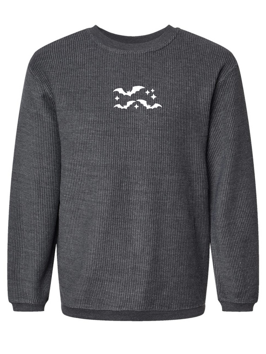 Dainty Bats Embroidered Corded Crewneck Sweatshirt