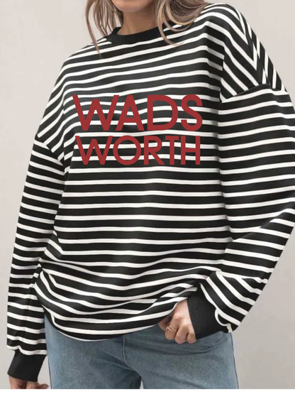 Wadsworth Printed Ladies Pullover Striped Sweatshirt