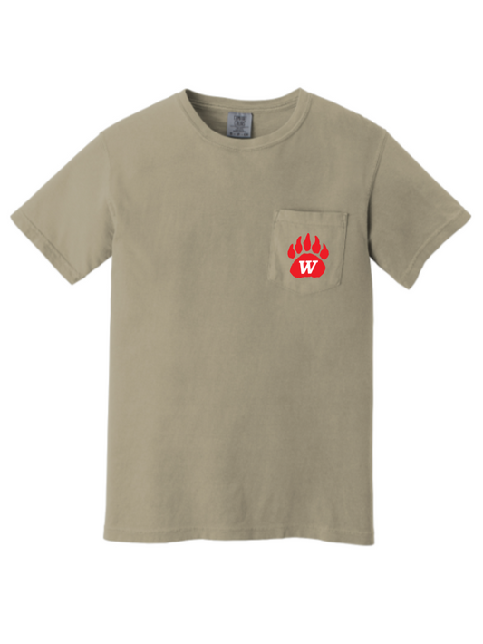 Grizzly Paw Embroidered Comfort Colors Pocket T-Shirt