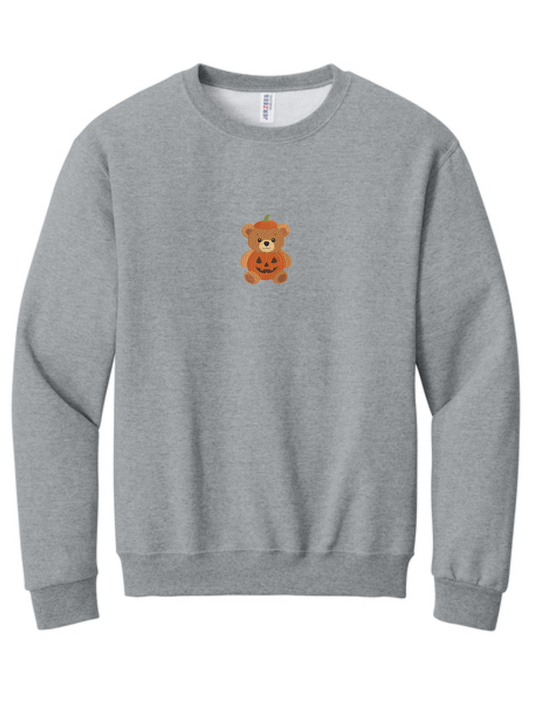 Fall Pumpkin Teddy Bear Embroidered Crewneck Sweatshirt