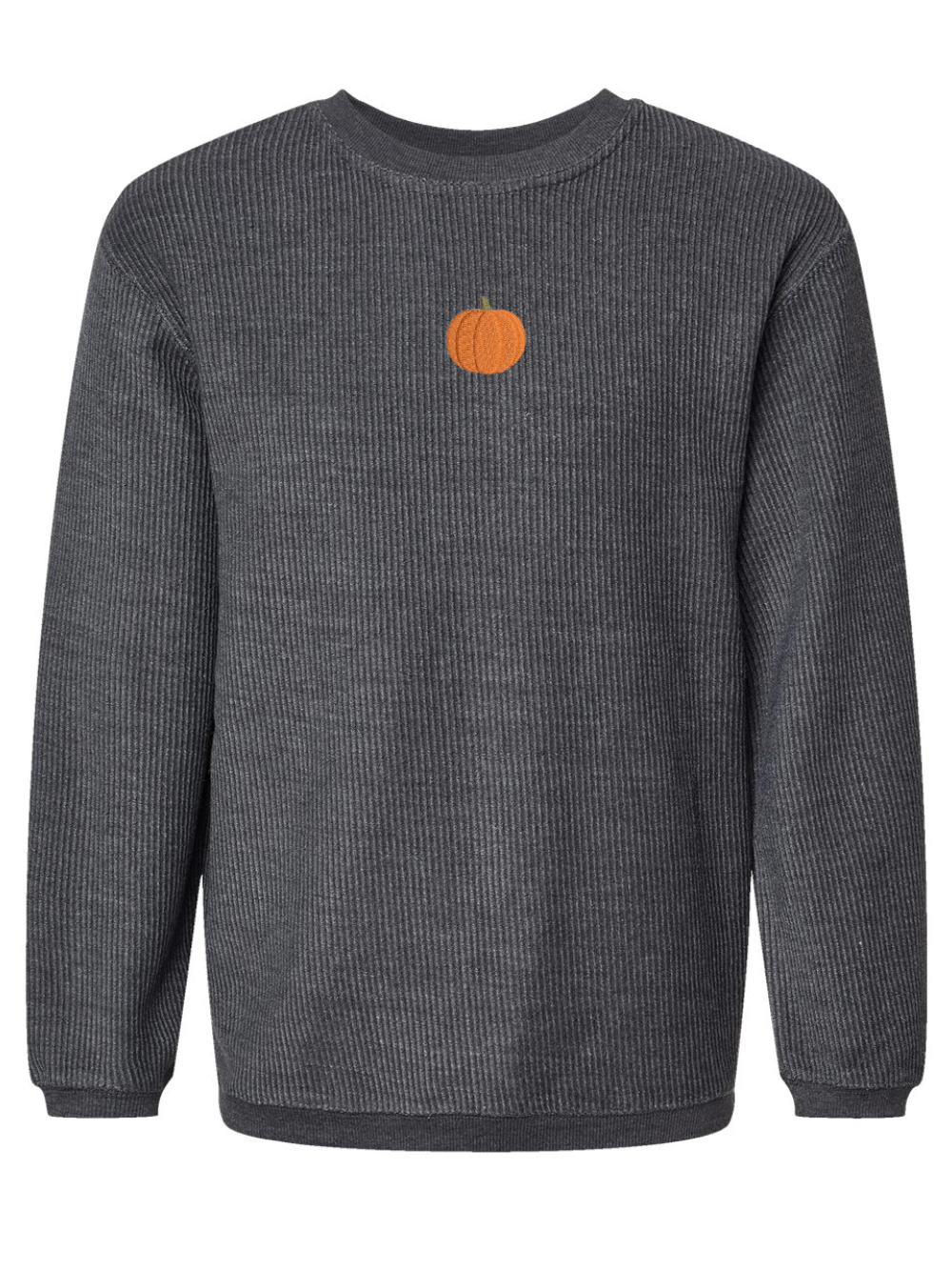 Dainty Pumpkin Embroidered Corded Crewneck Sweatshirt