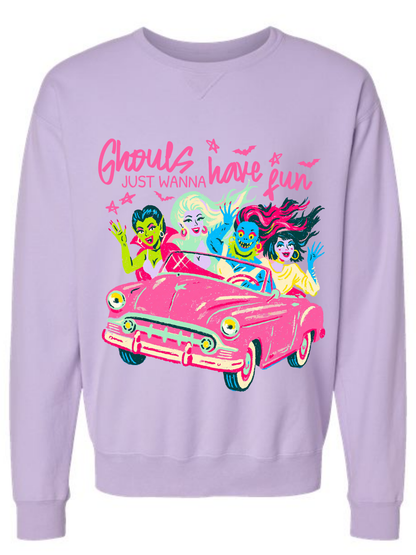 Ghouls Just Wanna Have Fun Graphic Comfort Wash Crewneck Sweatshirt