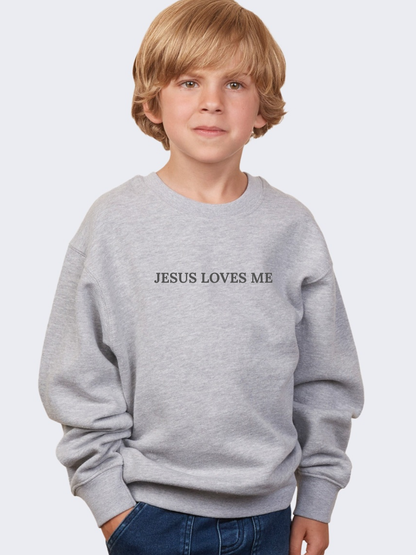 Jesus Loves Customized Embroidered Tone on Tone Youth Crewneck