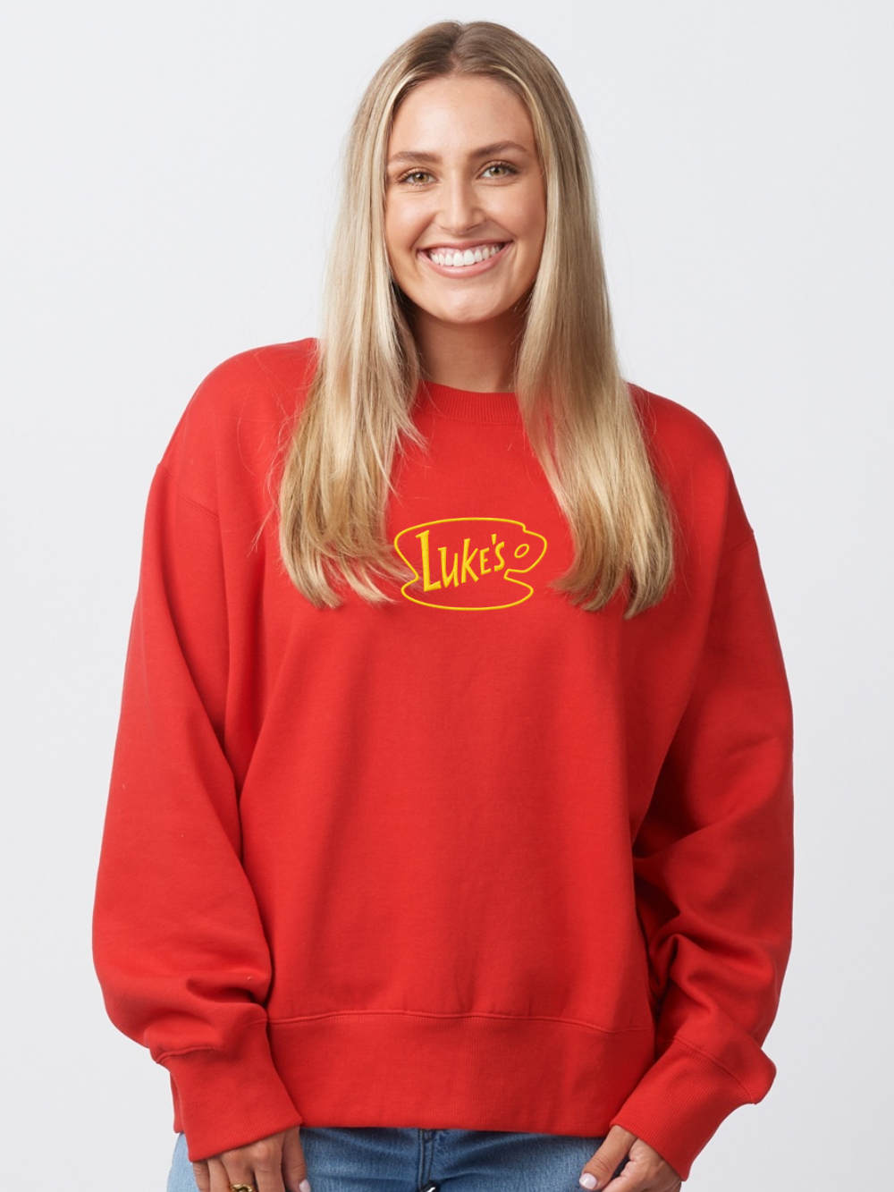 Luke's Coffee Embroidered  Boxy Crewneck Sweatshirt
