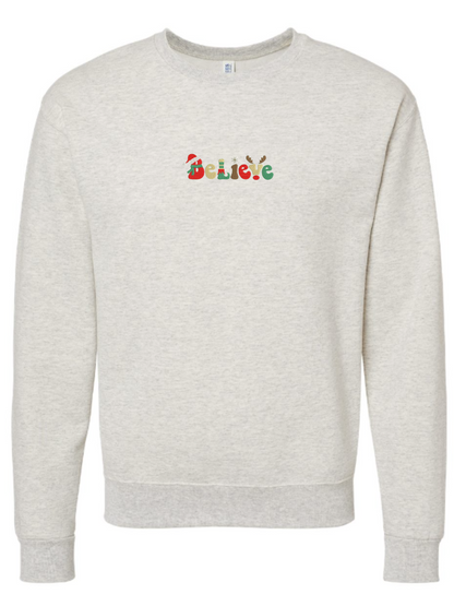 Believe Embroidered Crewneck Sweatshirt