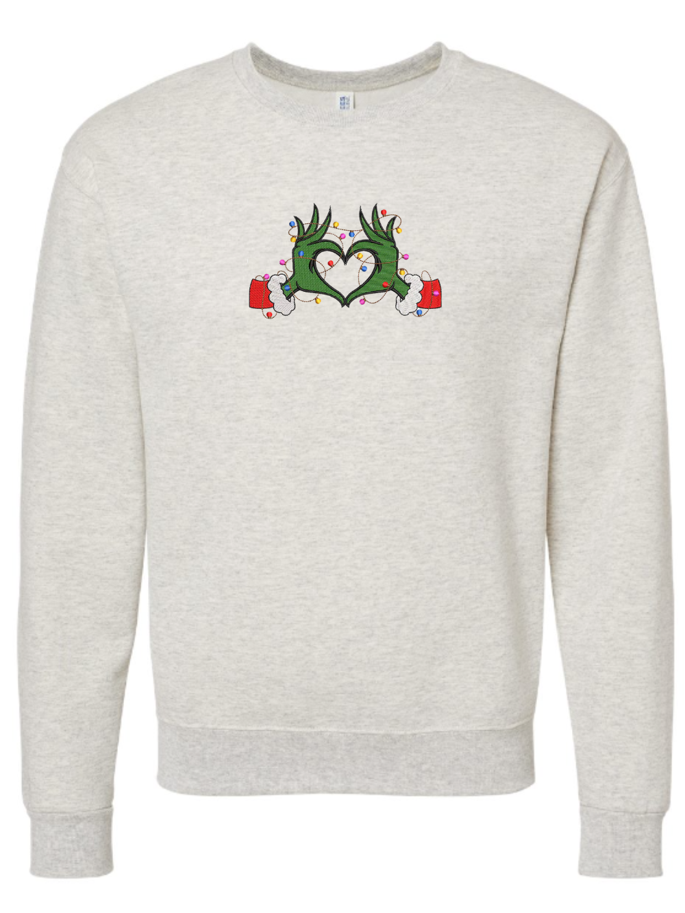 Grinch Heart Hands Embroidered Crewneck Sweatshirt