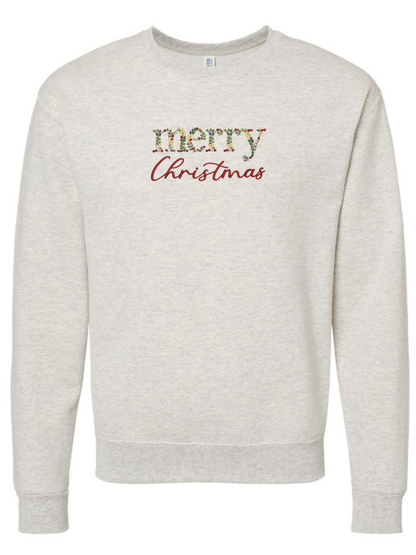 Floral Merry Christmas Embroidered Crewneck Sweatshirt