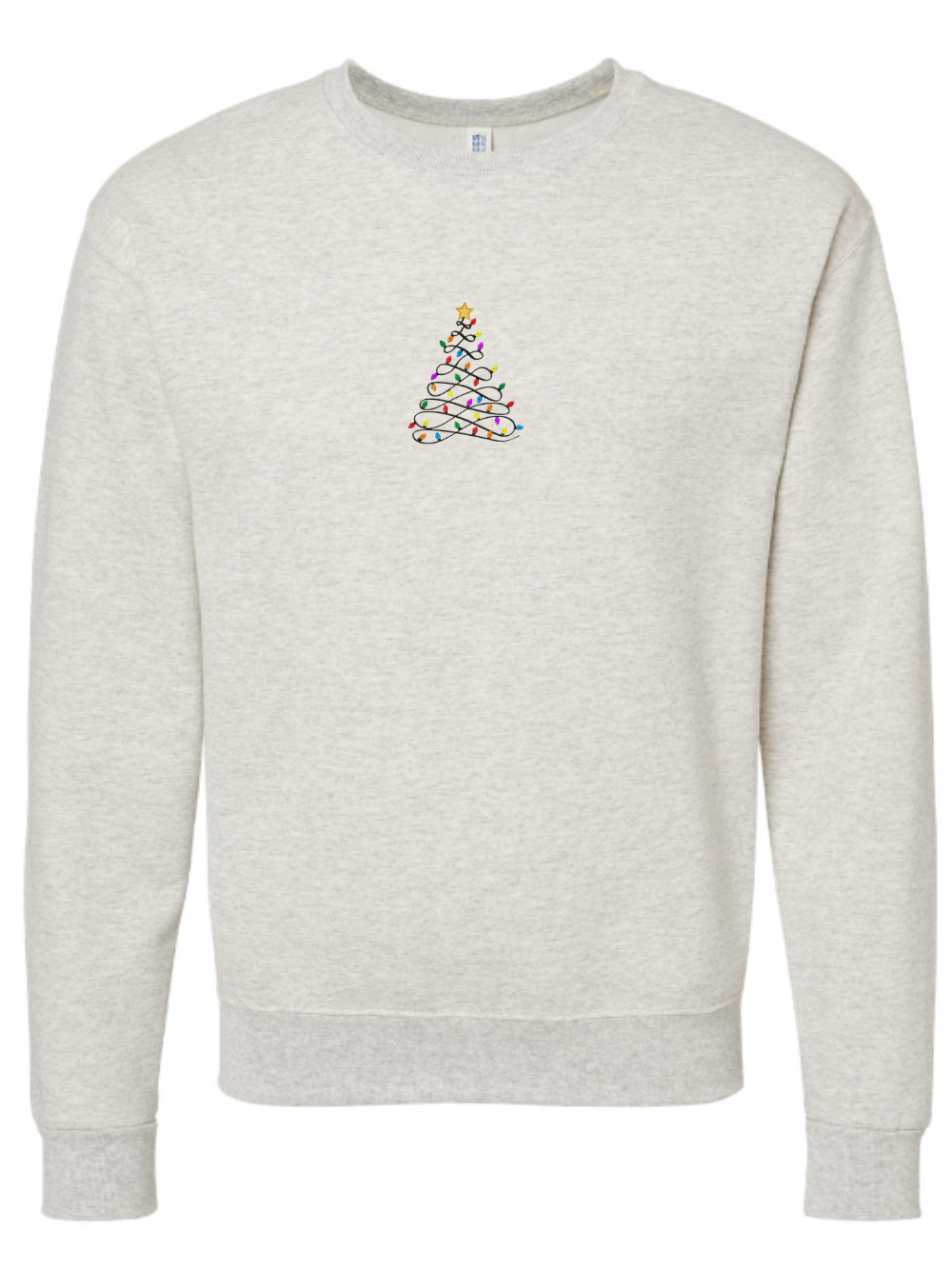 Christmas Tree Lights Embroidered Crewneck Sweatshirt