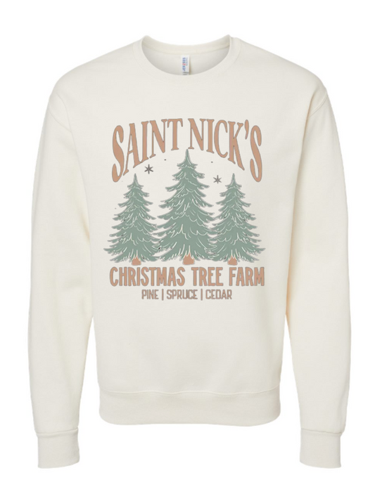 Saint Nick's Christmas Tree Farm Graphic Crewneck Sweatshirt