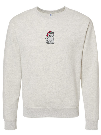 Christmas Cat Embroidered Crewneck Sweatshirt