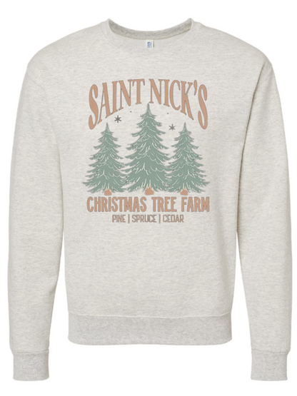 Saint Nick's Christmas Tree Farm Graphic Crewneck Sweatshirt