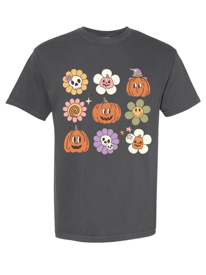 Groovy Pumpkin Floral Comfort Colors Graphic T-Shirt