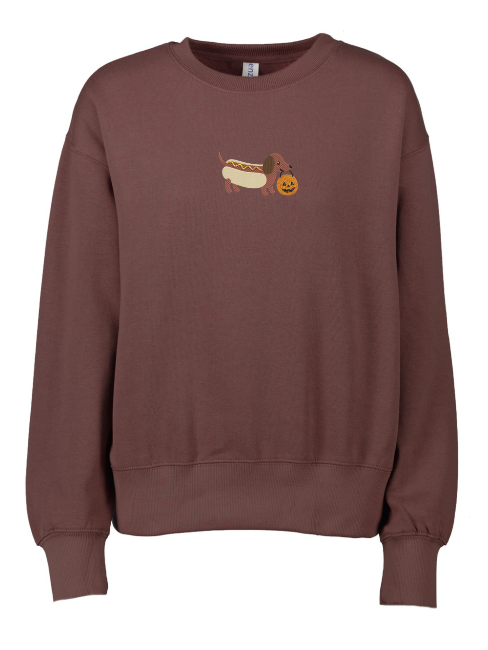 Halloweenie Hot Dog Embroidered Boxy Crewneck Sweatshirt