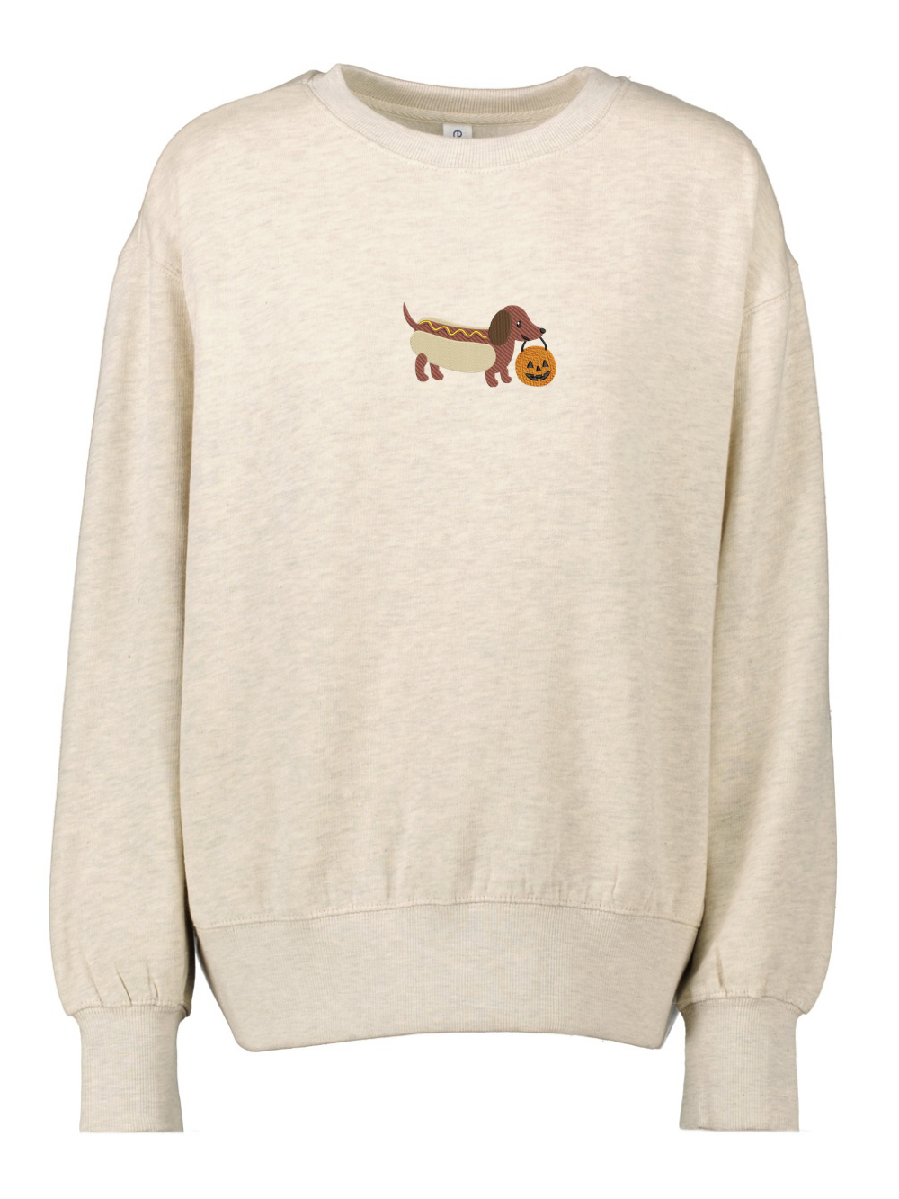 Halloweenie Hot Dog Embroidered Boxy Crewneck Sweatshirt