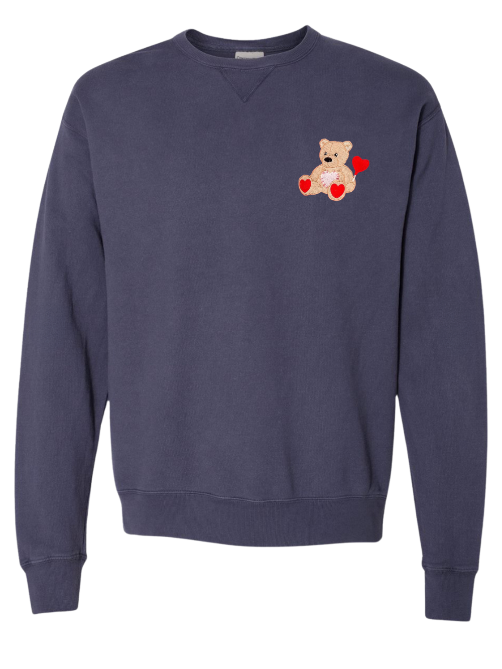 Love You Beary Much Embroidered Comfort Wash Crewneck Sweatshirt