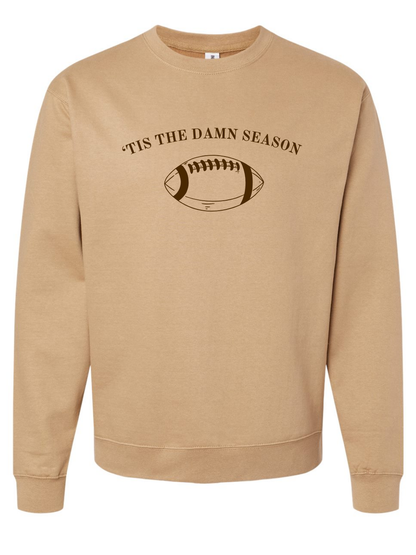 'Tis The Damn Season Football Embroidered Crewneck Unisex Fall Sweatshirt