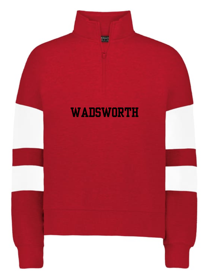 Wadsworth Embroidered Women's Fleece Sport Stripe Quarter-Zip Pullover