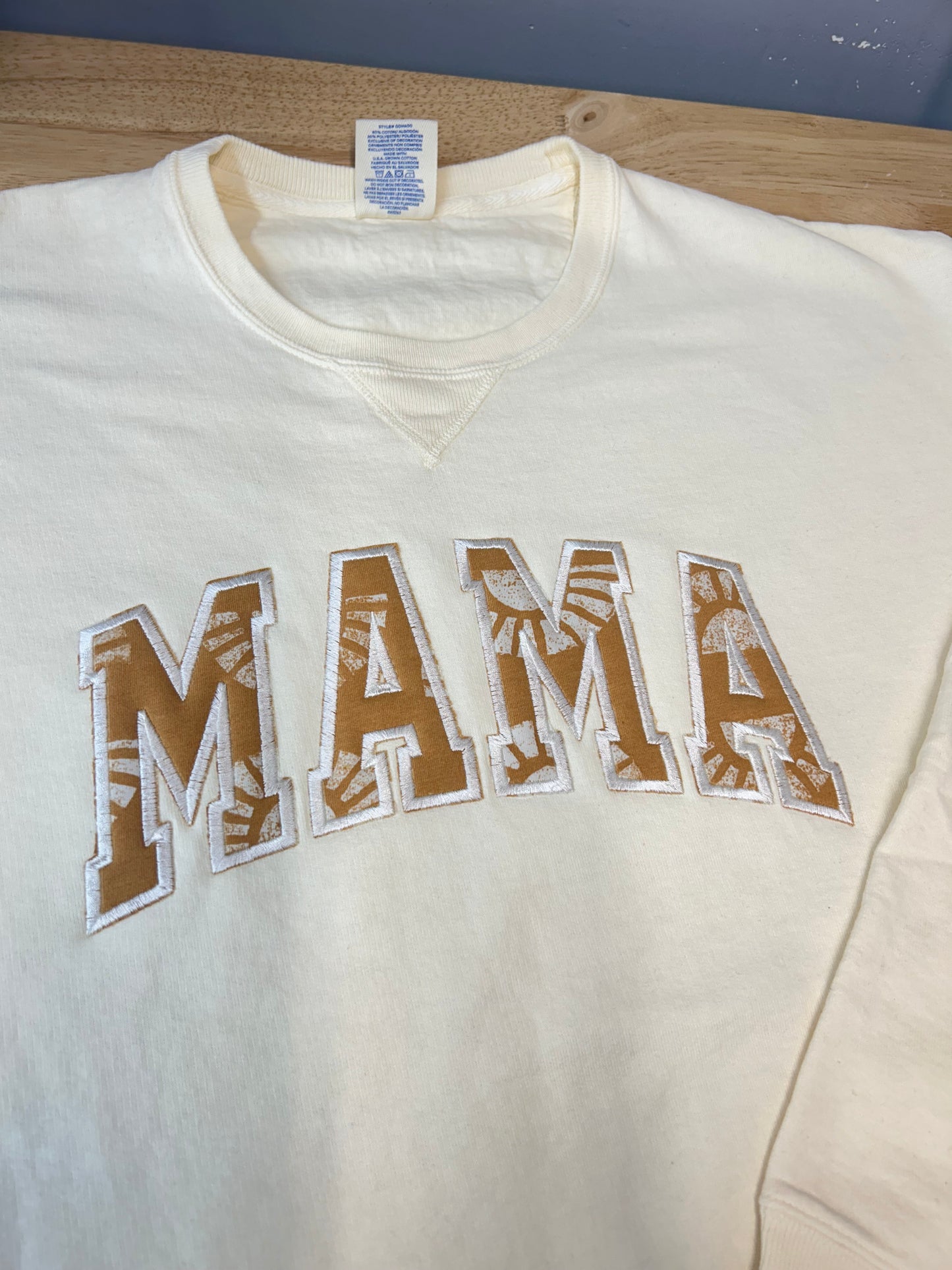Custom Baby Blanket or Onesie Mama Applique Embroidered Crewneck Sweatshirt