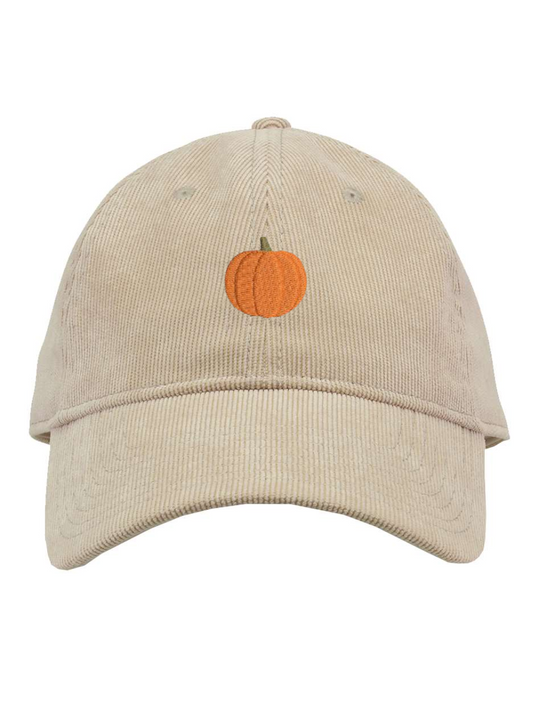 Dainty Pumpkin Embroidered Corduroy Hat