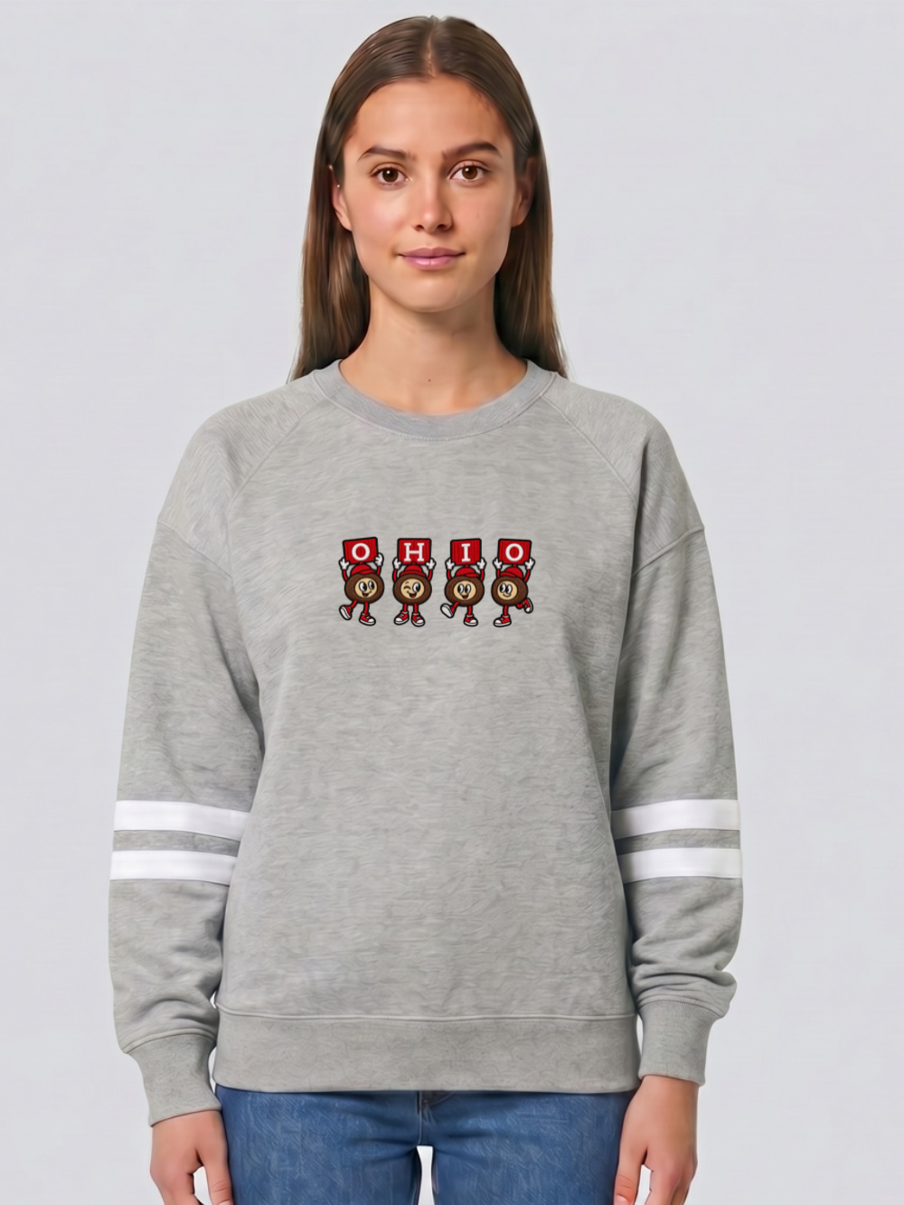 Ohio State Buckeyes Embroidered Boxy Varsity Crewneck